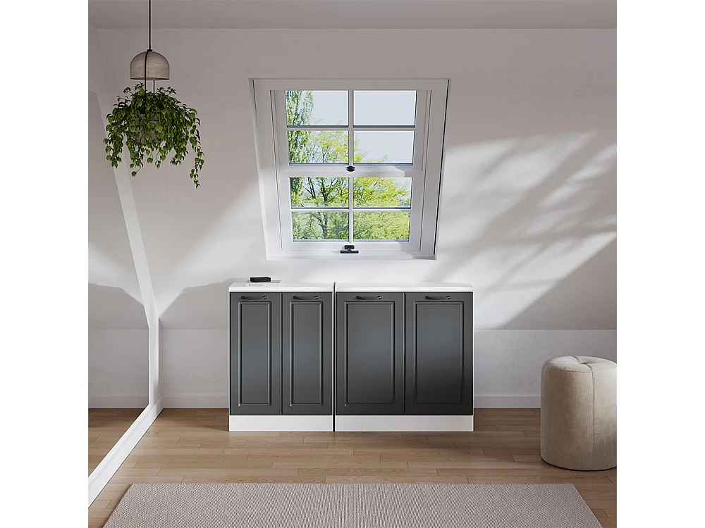 Ensembles de meuble de rangement sous pente anthracite campagne 140x60x81.6 rion