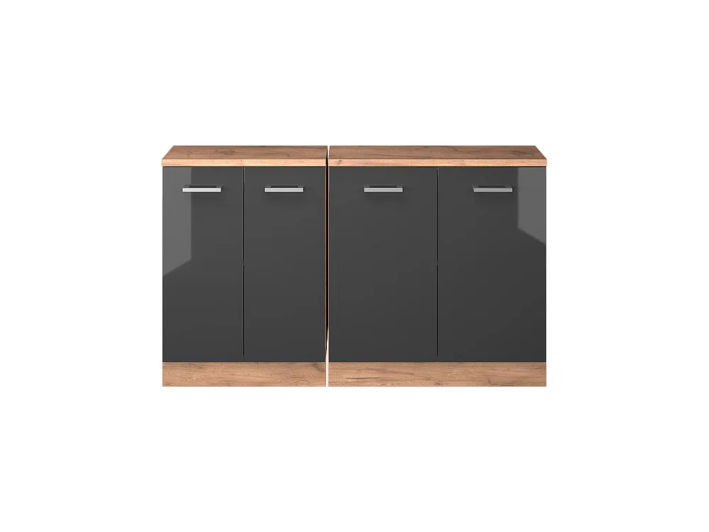 Dachschrägenschrank-Set anthrazit hochglanz 140x60x81.6 rion