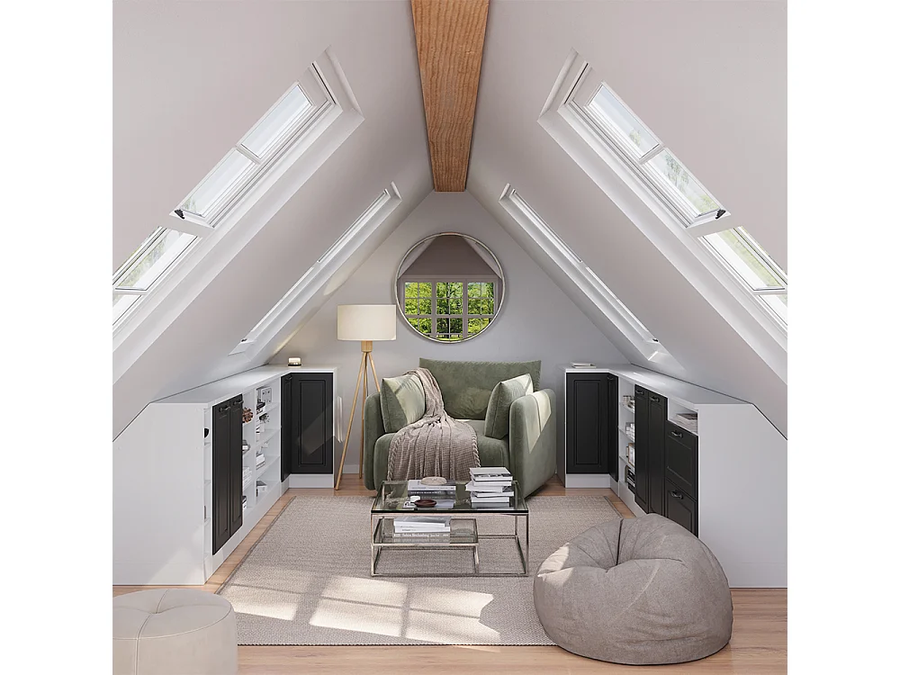 Meuble de rangement sous pente anthracite campagne 60x60x81.6 rion