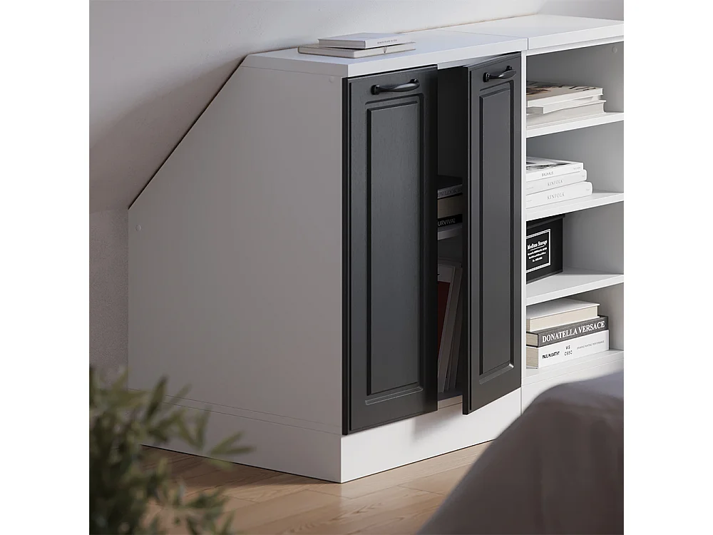 Meuble de rangement sous pente anthracite campagne 60x60x81.6 rion