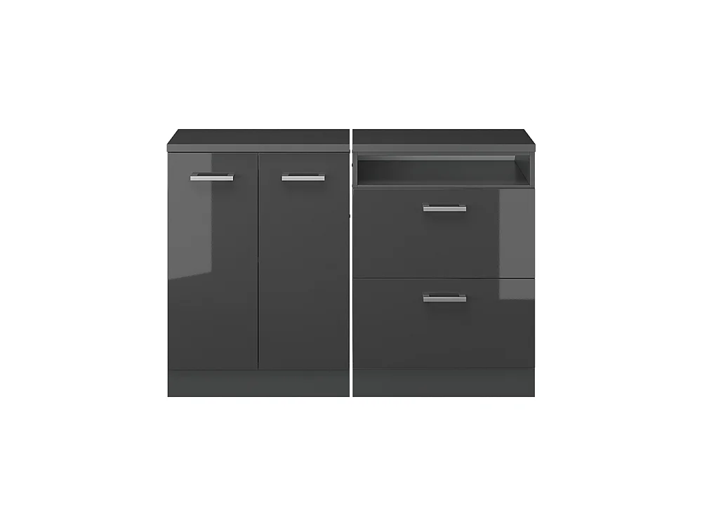 Ensembles de meuble de rangement sous pente anthracite haute brillance 120x60x81.6 rion