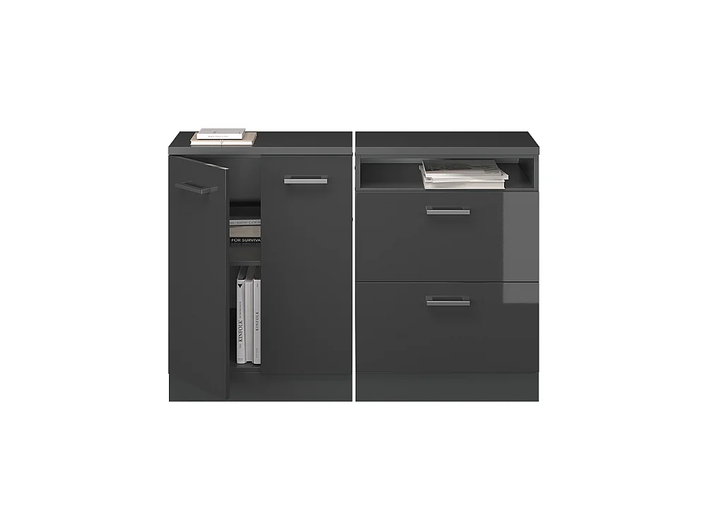 Ensembles de meuble de rangement sous pente anthracite haute brillance 120x60x81.6 rion