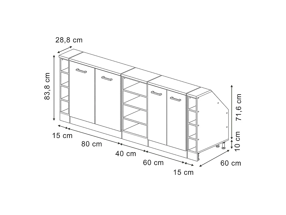 Ensembles de meuble de rangement sous pente anthracite campagne 210x60x81.6 rion