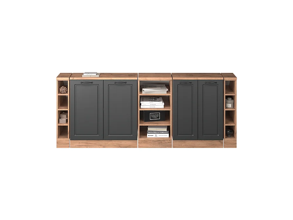 Ensembles de meuble de rangement sous pente anthracite campagne 210x60x81.6 rion