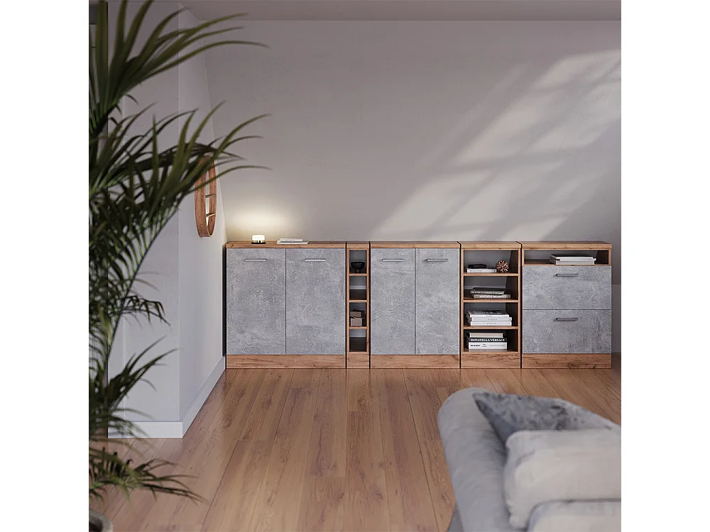 Ensembles de meuble de rangement sous pente béton 120x60x81.6 rion