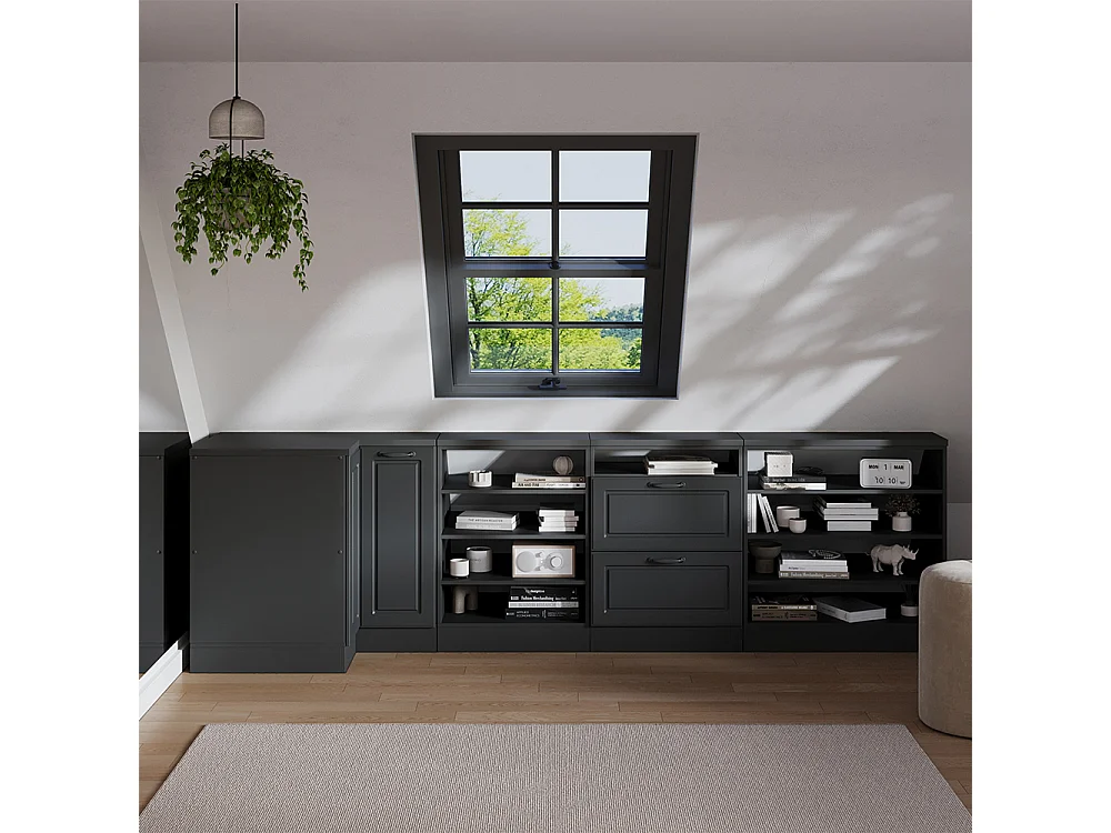 Meuble de rangement sous pente Armoire dangle anthracite campagne 75.6x60x81.6 rion