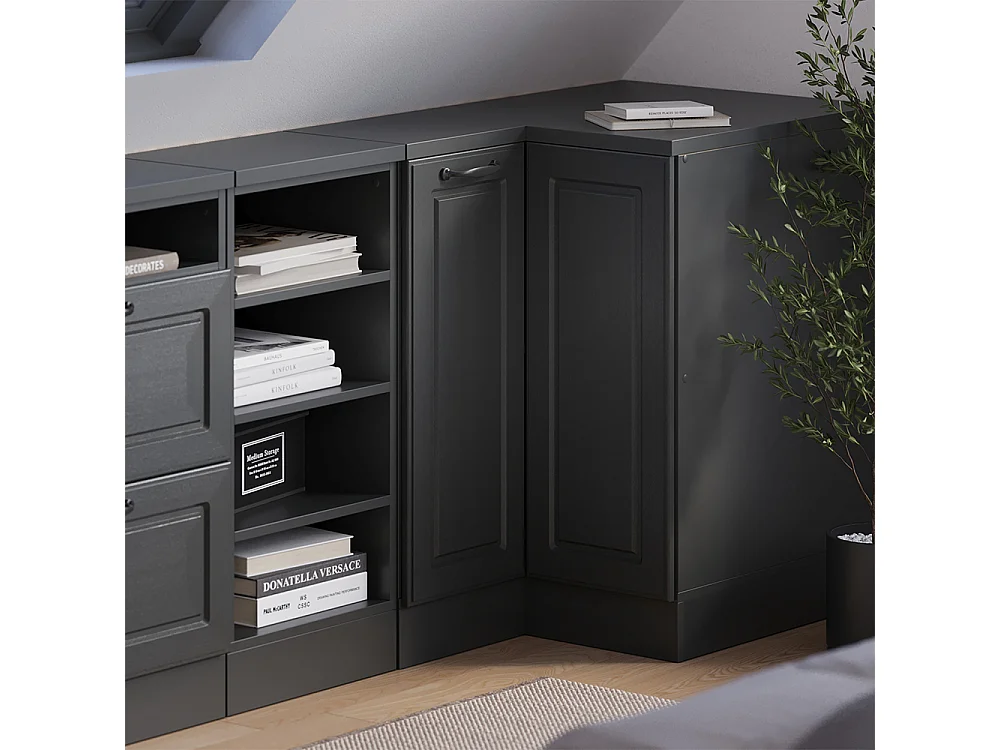 Meuble de rangement sous pente Armoire dangle anthracite campagne 75.6x60x81.6 rion