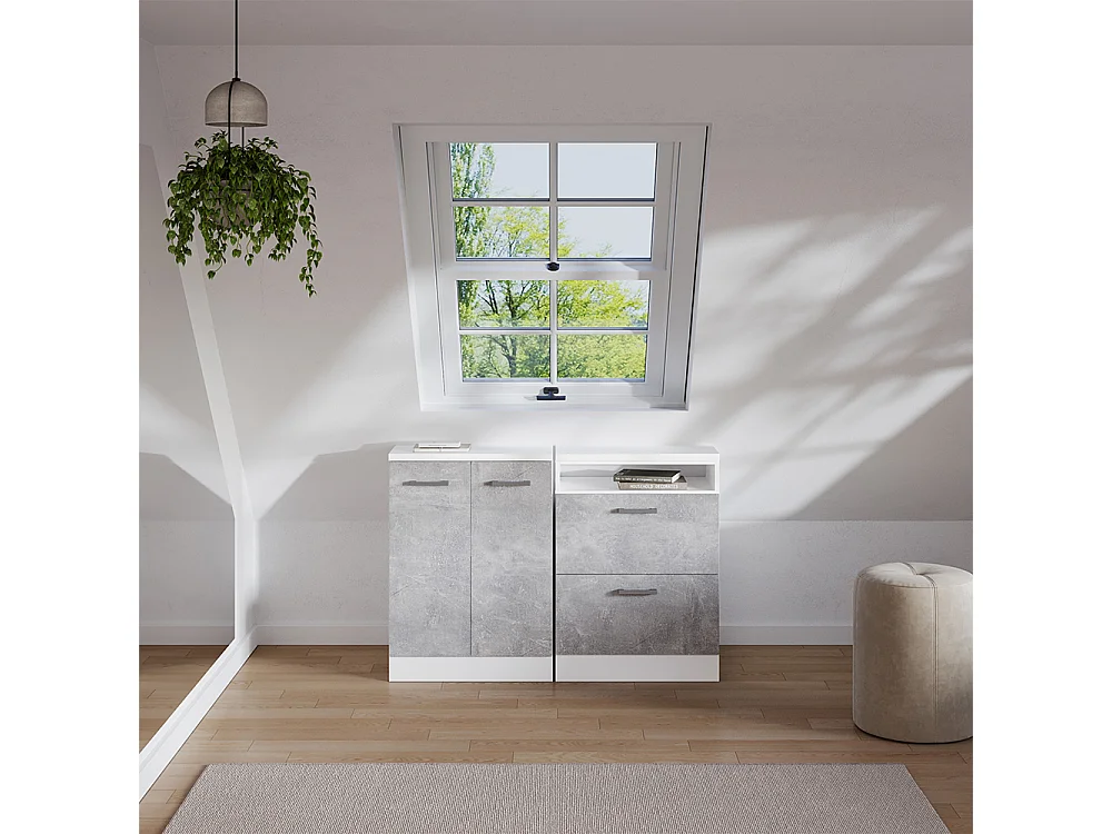 Ensembles de meuble de rangement sous pente béton 120x60x81.6 rion