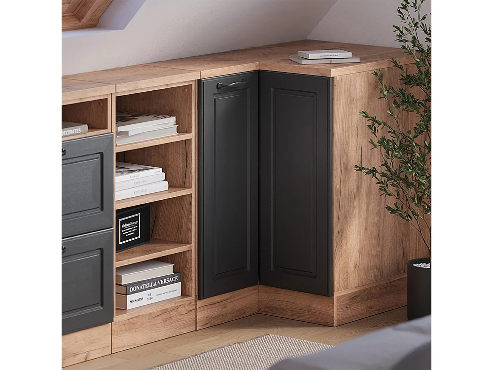 Meuble de rangement sous pente Armoire dangle anthracite campagne 75.6x60x81.6 rion