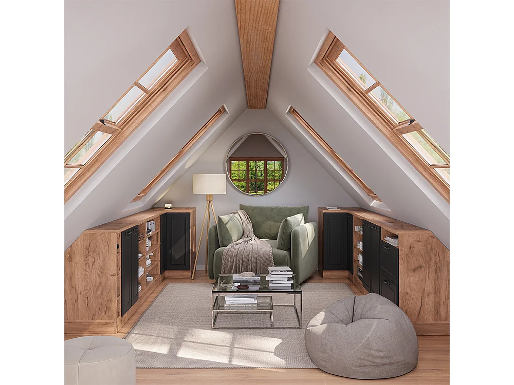 Meuble de rangement sous pente Armoire dangle anthracite campagne 75.6x60x81.6 rion
