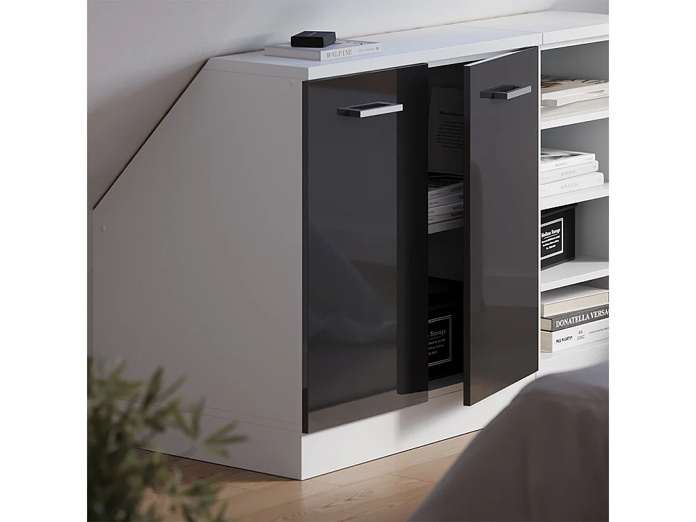 Dachschrägenschrank anthrazit hochglanz 80x60x81.6 rion