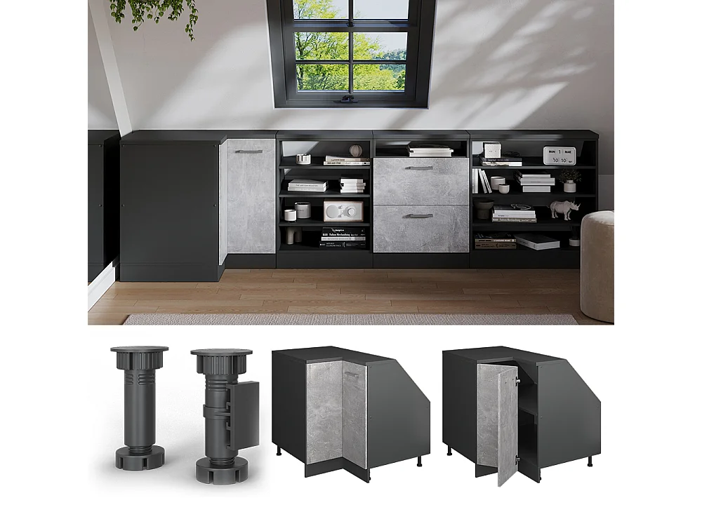 Meuble de rangement sous pente Armoire dangle béton 75.6x60x81.6 rion