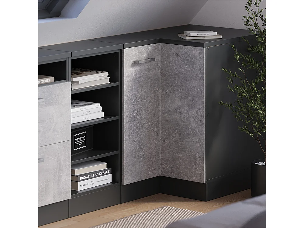 Meuble de rangement sous pente Armoire dangle béton 75.6x60x81.6 rion
