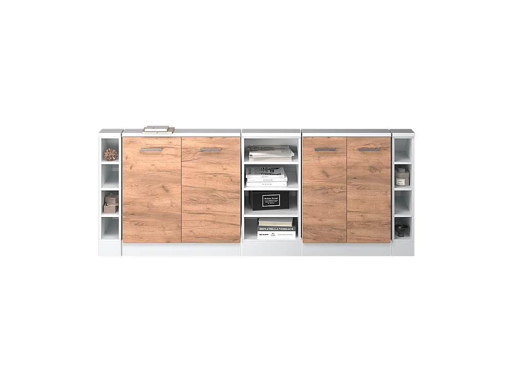 Dachschrägenschrank-Set goldkraft eiche/weiß 210x46x81.6 rion