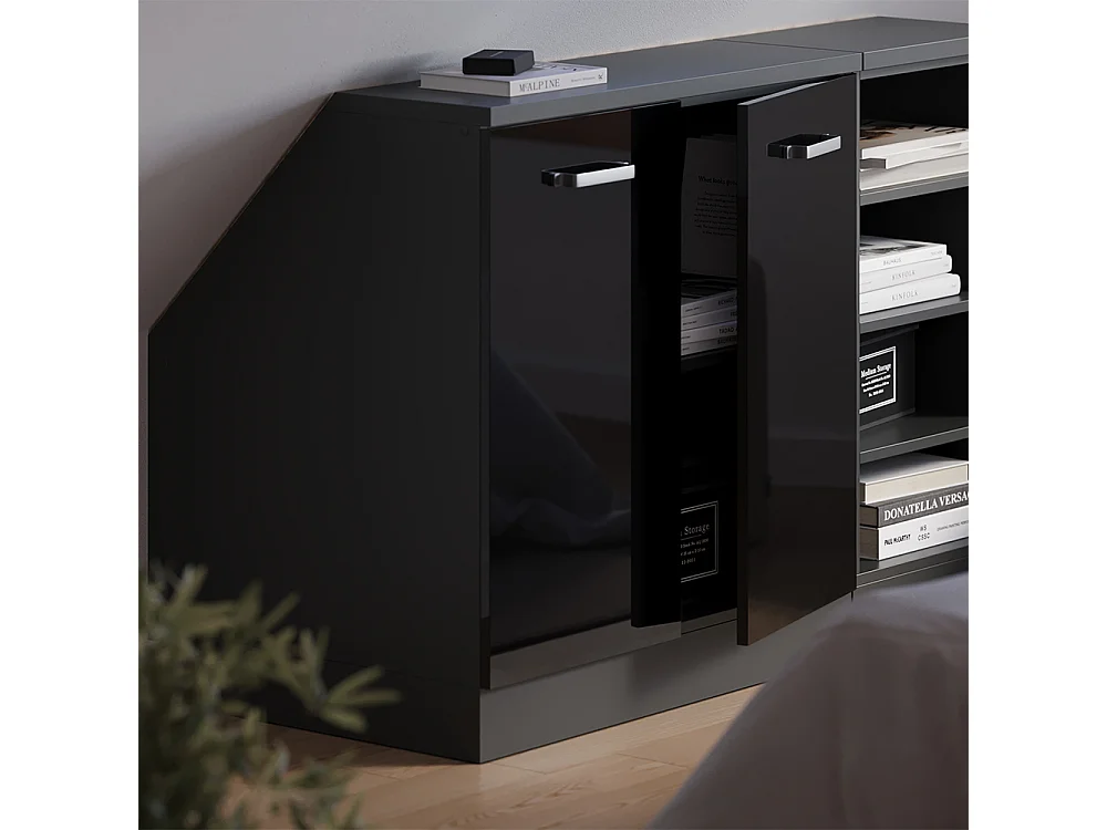 Dachschrägenschrank schwarz hochglanz 80x60x81.6 rion