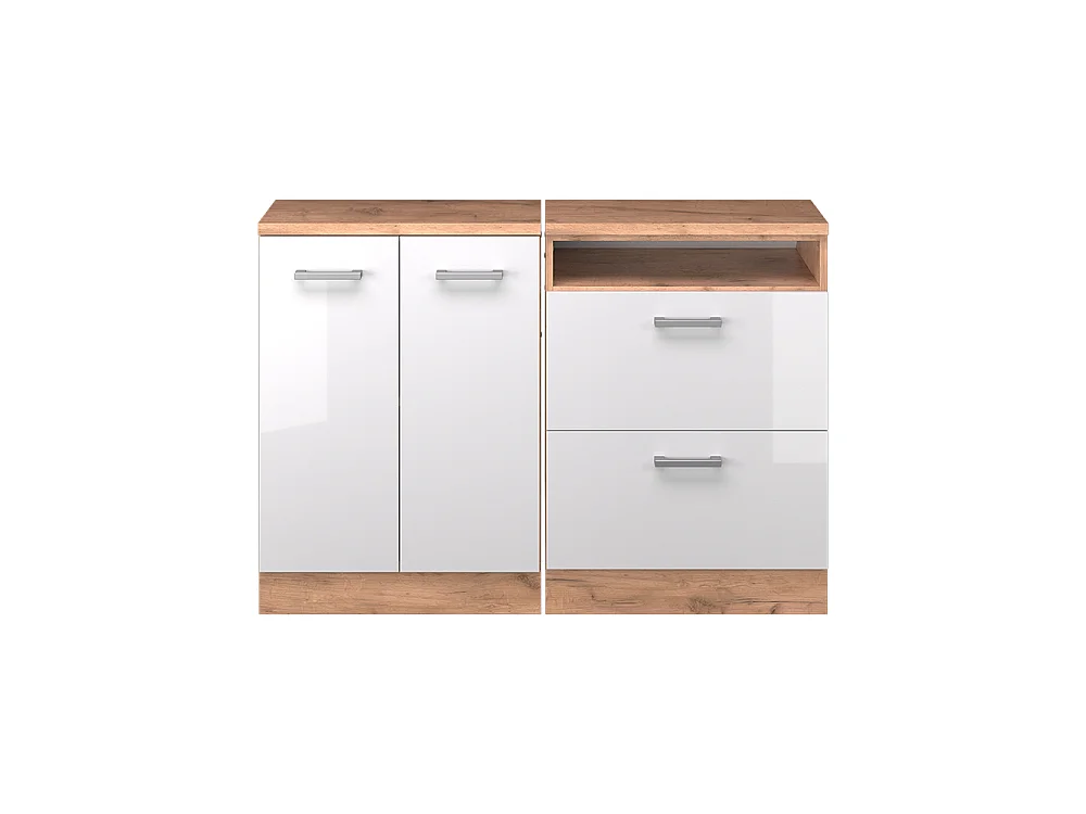 Dachschrägenschrank-Set weiß hochglanz 120x60x81.6 rion