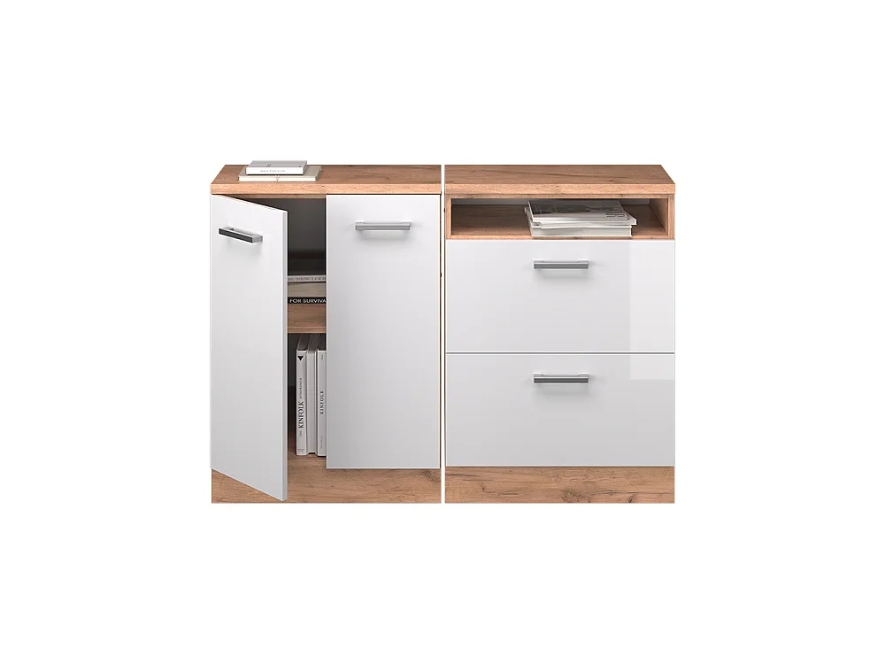 Dachschrägenschrank-Set weiß hochglanz 120x60x81.6 rion