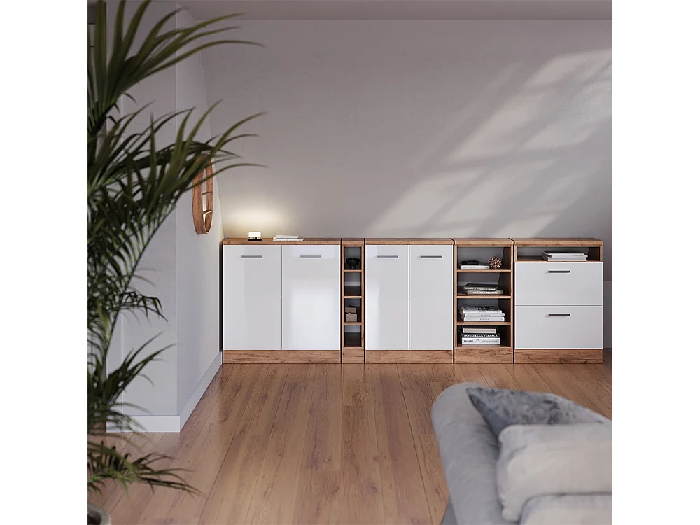 Dachschrägenschrank weiß hochglanz 60x60x81.6 rion