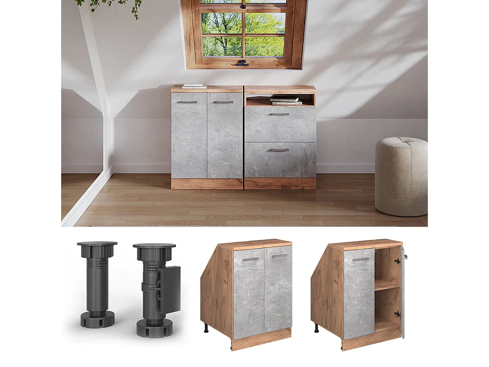 Meuble de rangement sous pente béton 60x60x81.6 rion
