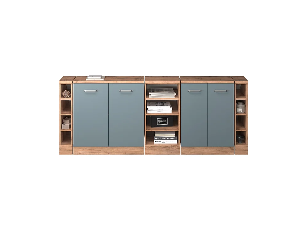 Dachschrägenschrank-Set blau-grau 210x60x81.6 rion