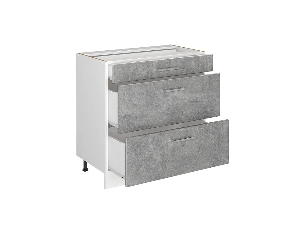 Kitchen base cabinet concrete/white 80x60x81.6 r-line