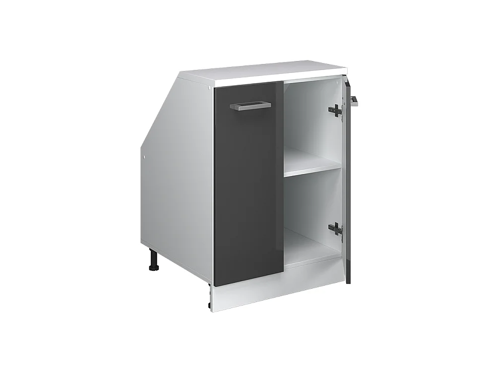 Meuble de rangement sous pente anthracite haute brillance 60x60x81.6 rion