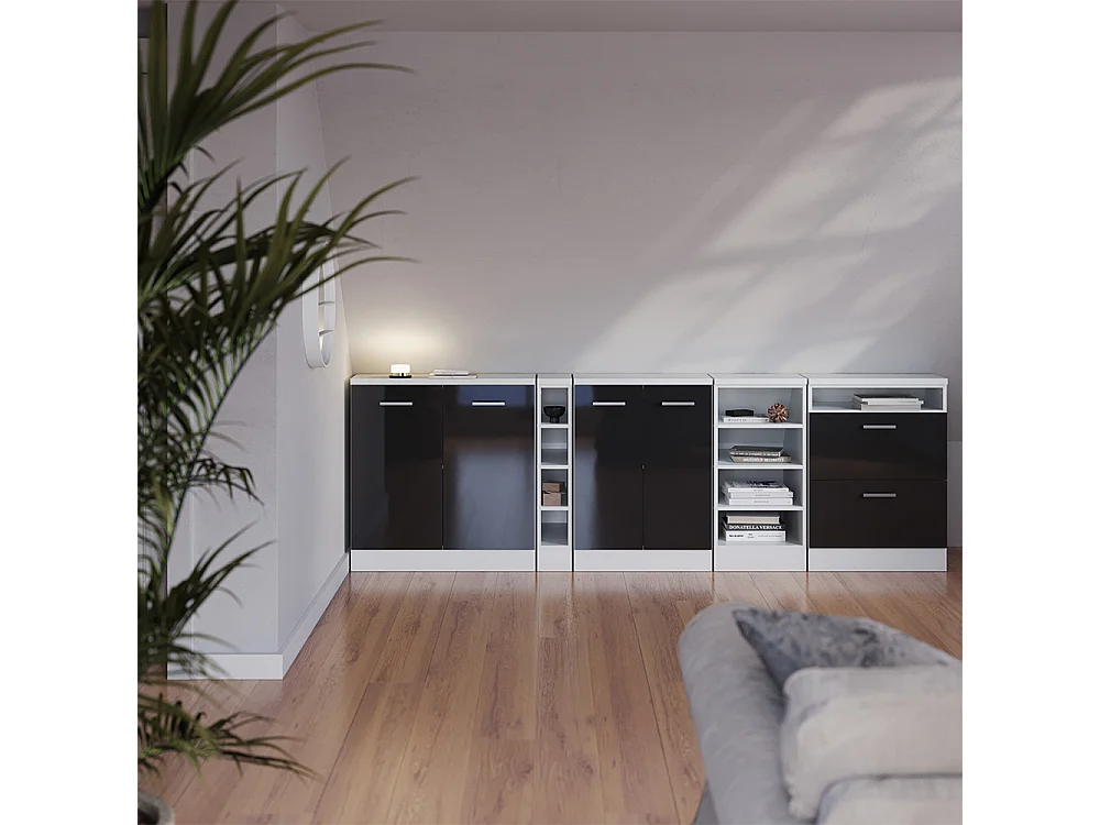 Meuble de rangement sous pente anthracite haute brillance 60x60x81.6 rion