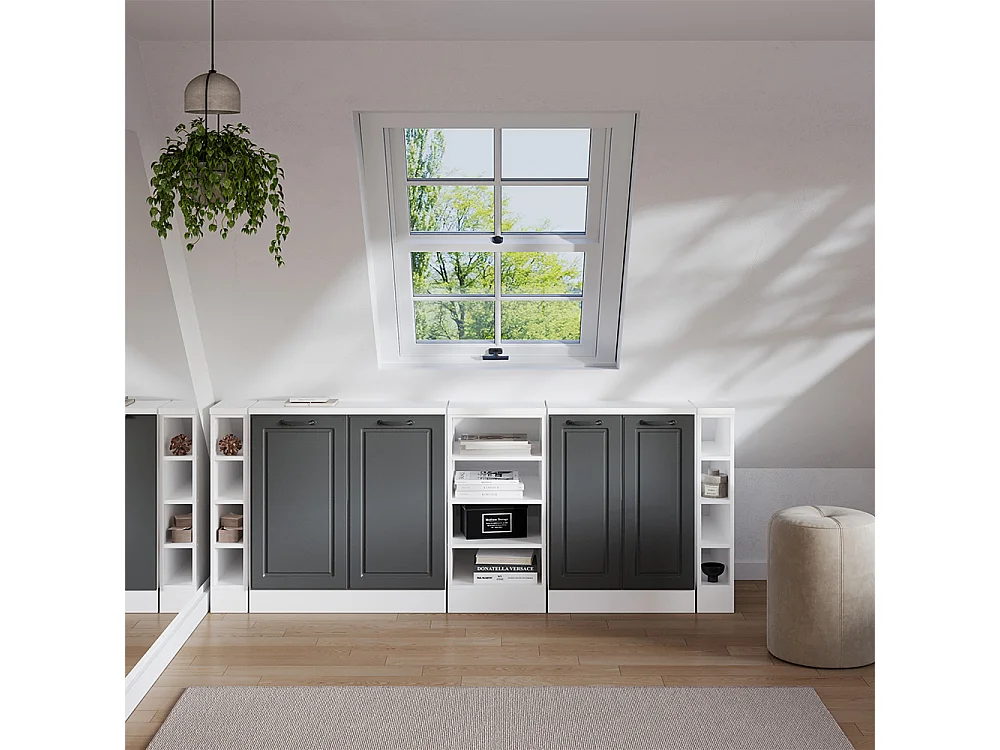Ensembles de meuble de rangement sous pente anthracite campagne 210x60x81.6 rion