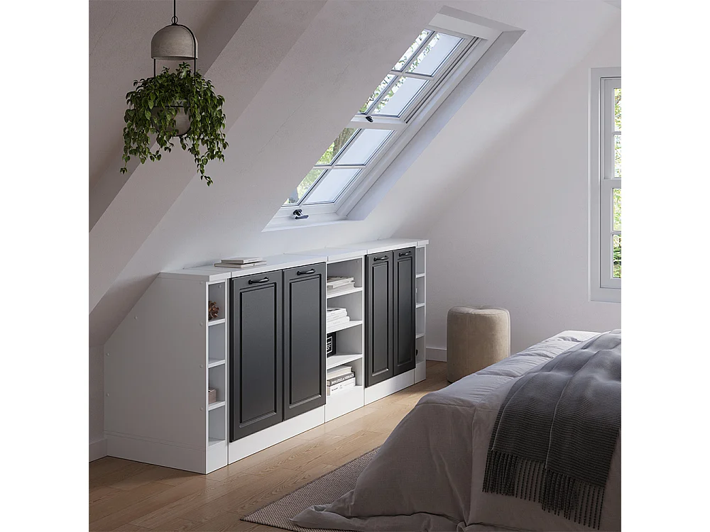 Ensembles de meuble de rangement sous pente anthracite campagne 210x60x81.6 rion