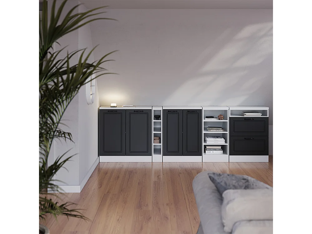 Ensembles de meuble de rangement sous pente anthracite campagne 210x60x81.6 rion