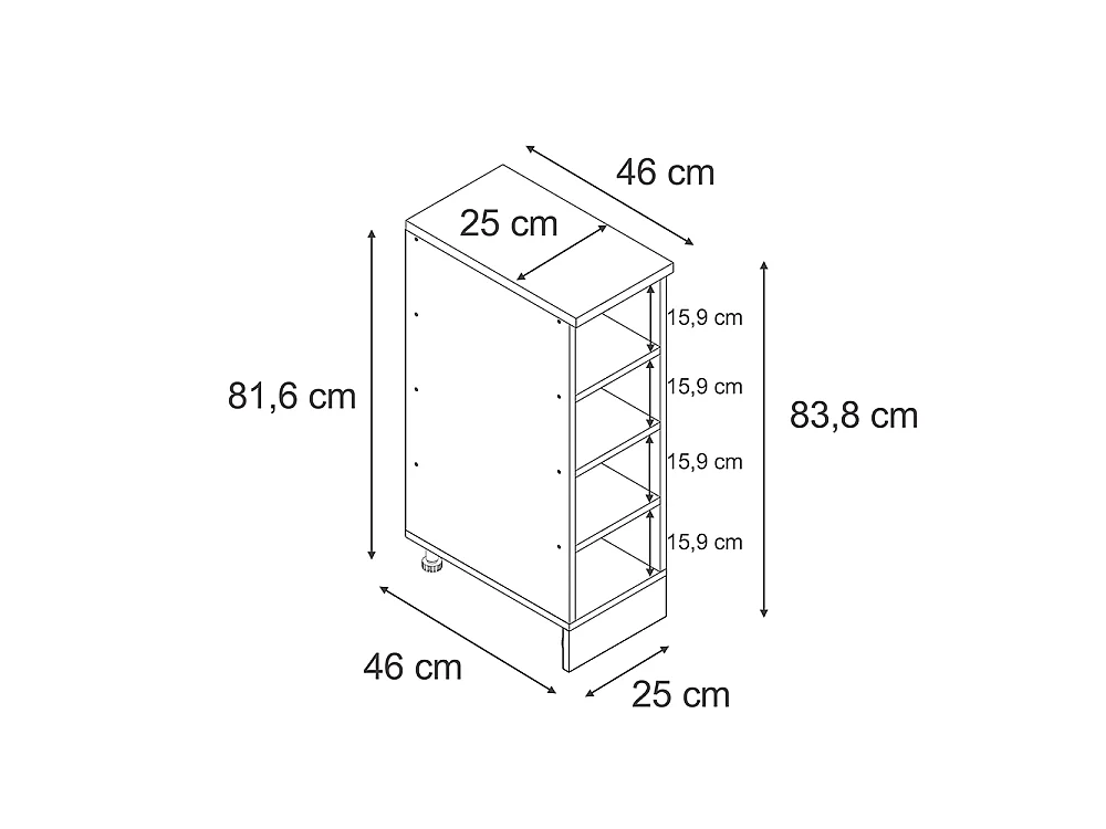 Kitchen cabinet for sloping roofs anthracite/anthracite 25x46x83.8 r-line