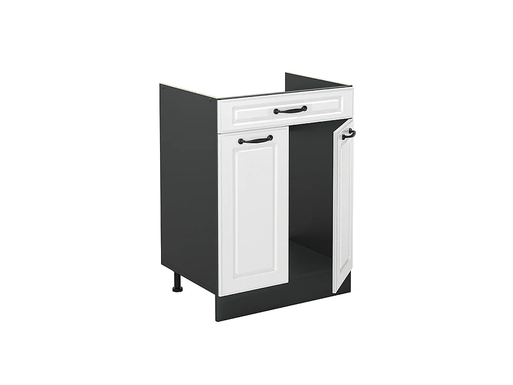 Kitchen base cabinet white Shaker Style/anthracite 60x60x81.6 r-line