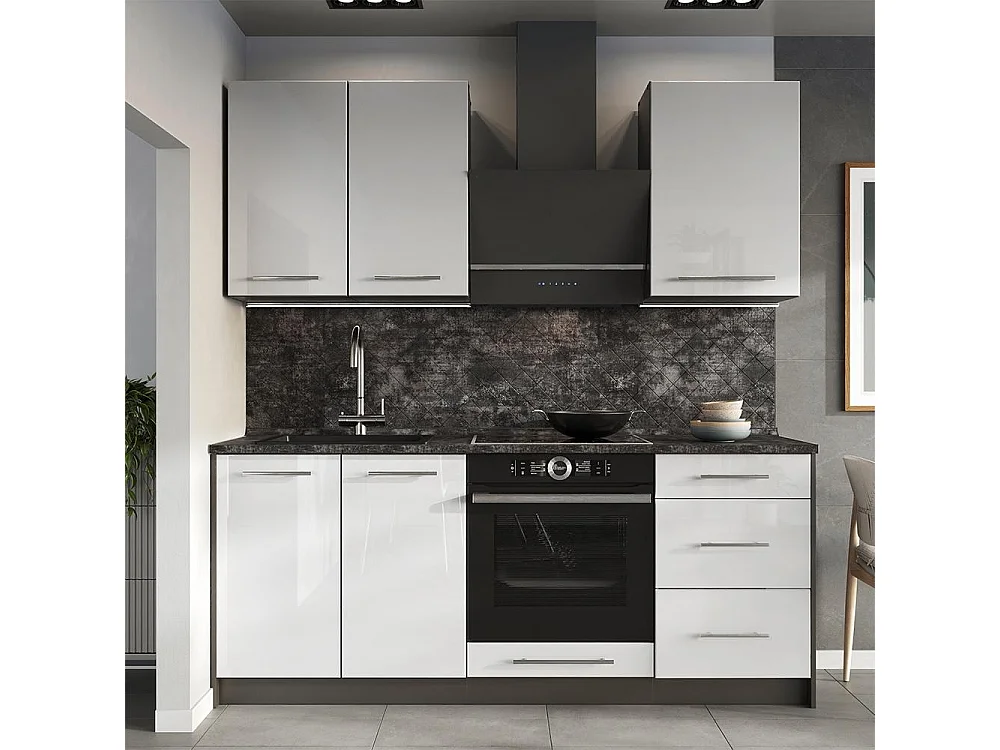 Sink base cabinet white high gloss/anthracite 100x60x82 fame-line