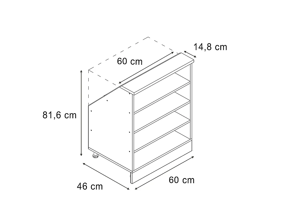 Kitchen cabinet for sloping roofs white 60x46x81.8 r-line
