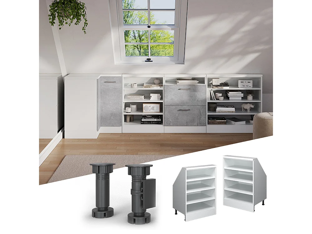 Kitchen cabinet for sloping roofs white 60x46x81.8 r-line