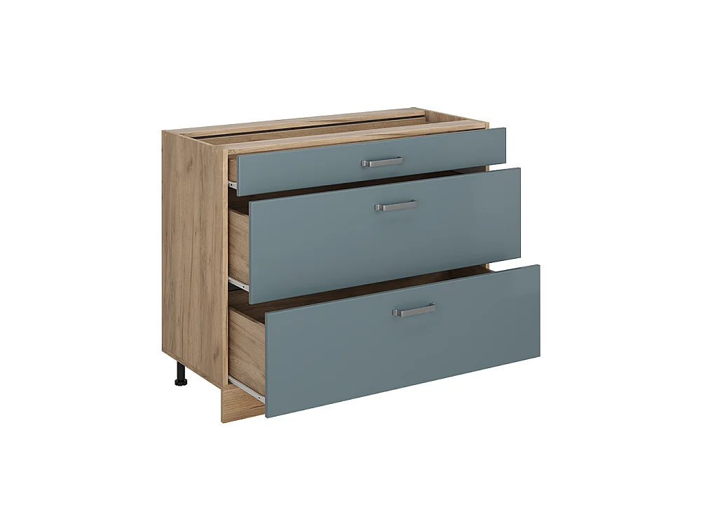 Kitchen base cabinet blue-grey/goldkraft oak 100x46x81.6 r-line