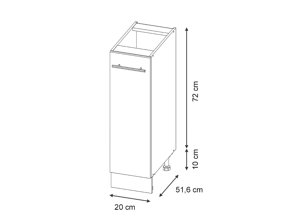 Meuble de cuisine rouge bordeaux haute brillance/blanc 20x60x82 fame-line