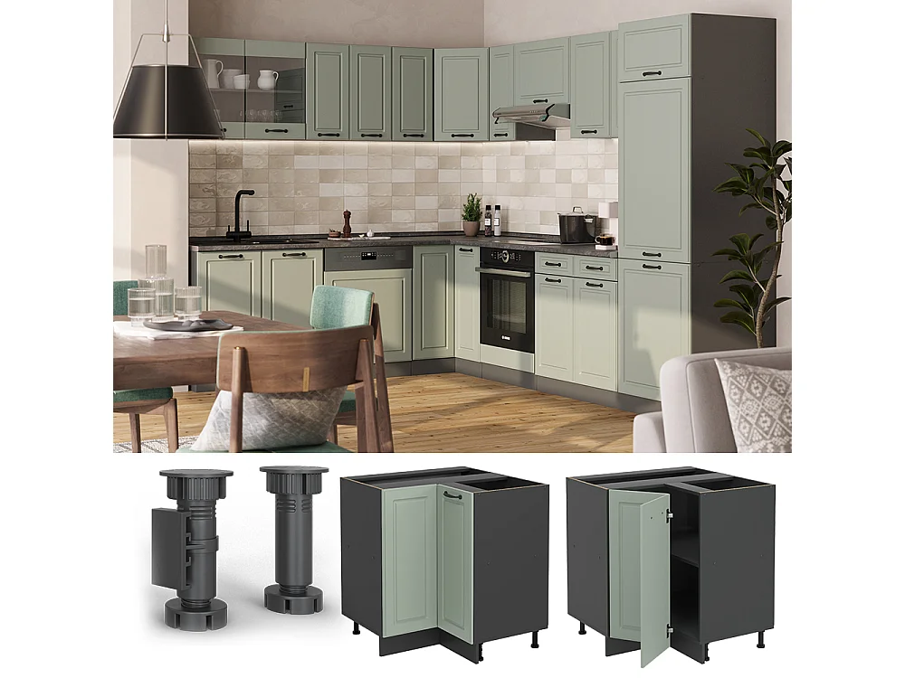 Corner cabinet mint shaker style/anthracite 75.6x60x81.6 r-line