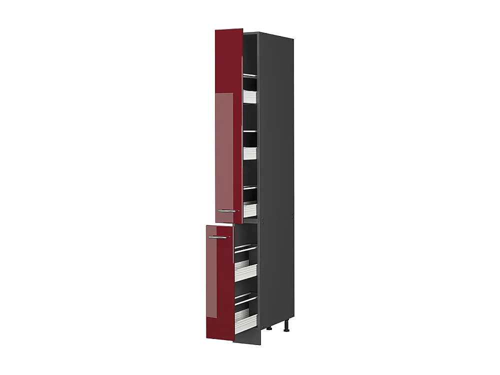 Meuble haute de cuisine rouge bordeaux haute brillance/anthracite 20x58x206.8 fame-line