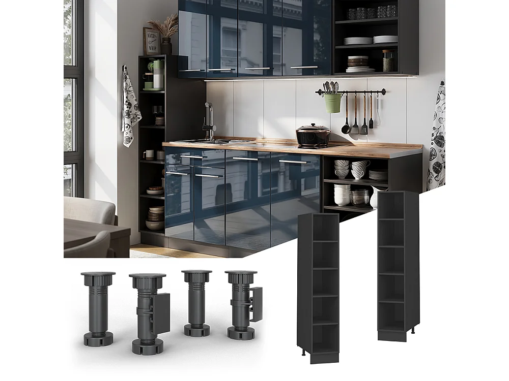Kitchen shelf anthracite 30x56.4x153.6 fame-line