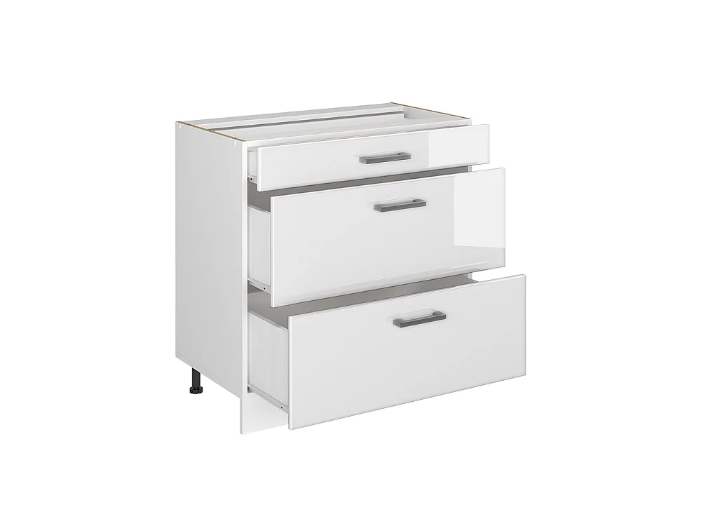 Kitchen base cabinet white high gloss/white 80x60x81.6 r-line
