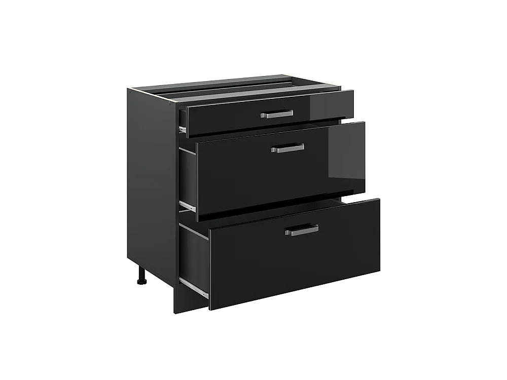 Kitchen base cabinet black high gloss/anthracite 80x46x81.6 r-line
