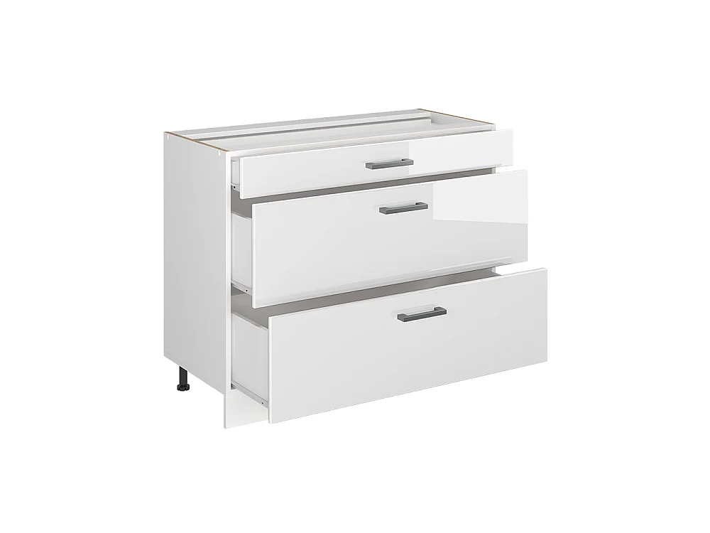 Kitchen base cabinet white high gloss/white 100x60x81.6 r-line