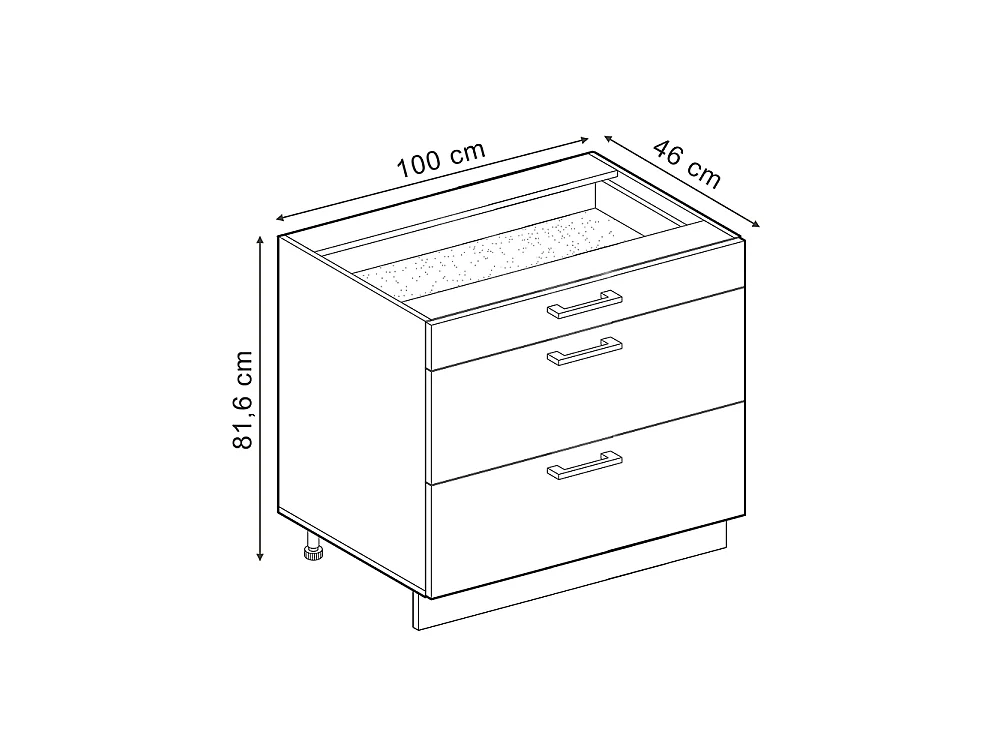 Kitchen base cabinet anthracite Shaker Style/white 100x46x81.6 r-line