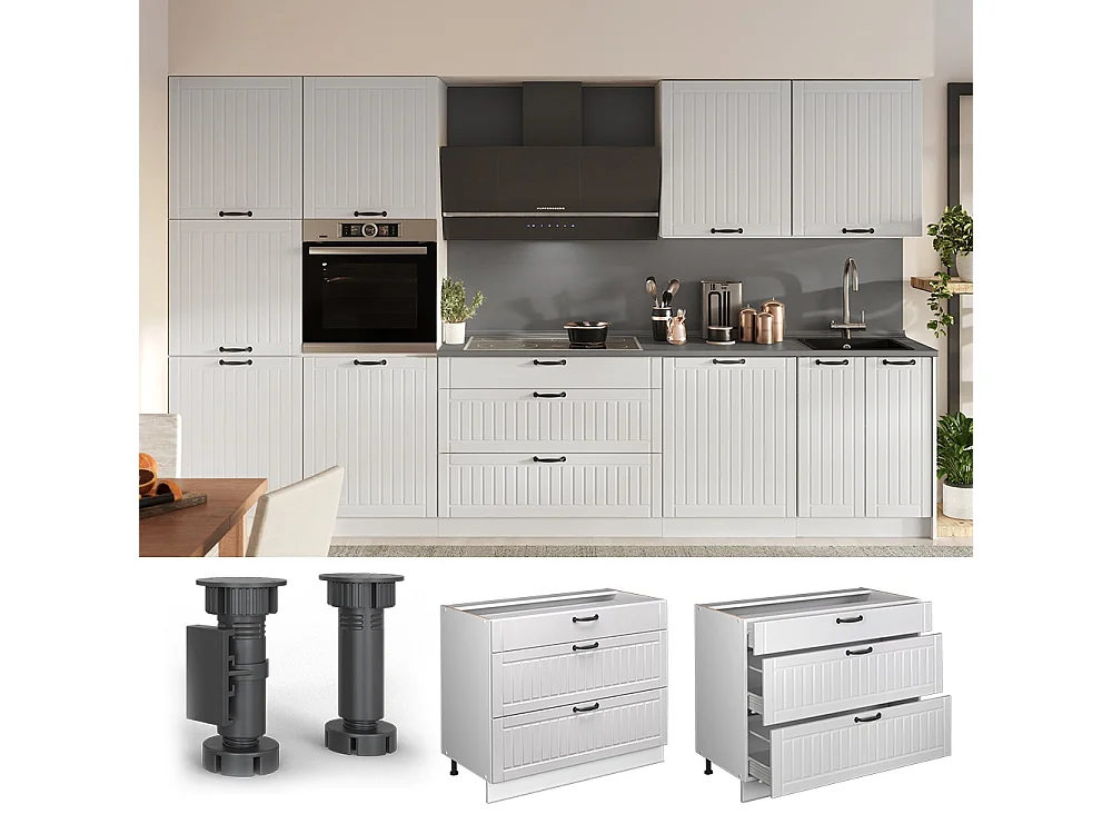 Kitchen base cabinet white Shaker Style/white 100x51.6x82 fame-line