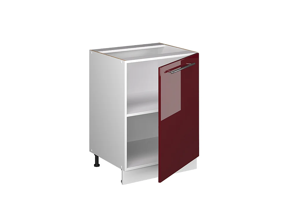 Meuble bas de cuisine rouge bordeaux haute brillance/blanc 60x60x82 fame-line