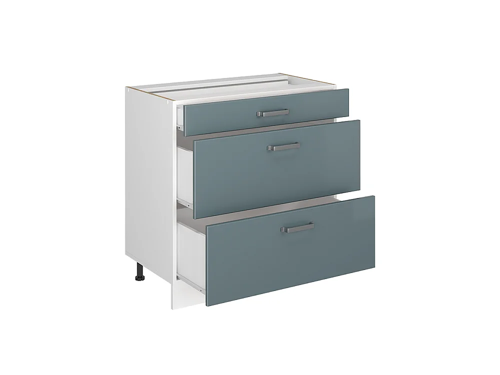 Kitchen base cabinet blue-grey/white 80x60x81.6 r-line