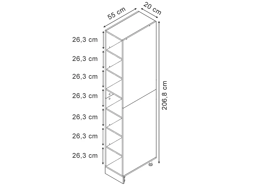 Kitchen shelf white/white 20x55x206.8 r-line