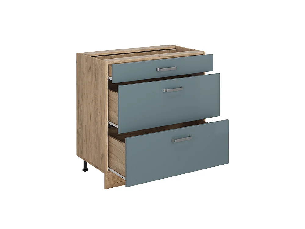 Kitchen base cabinet blue-grey/goldkraft oak 80x60x81.6 r-line