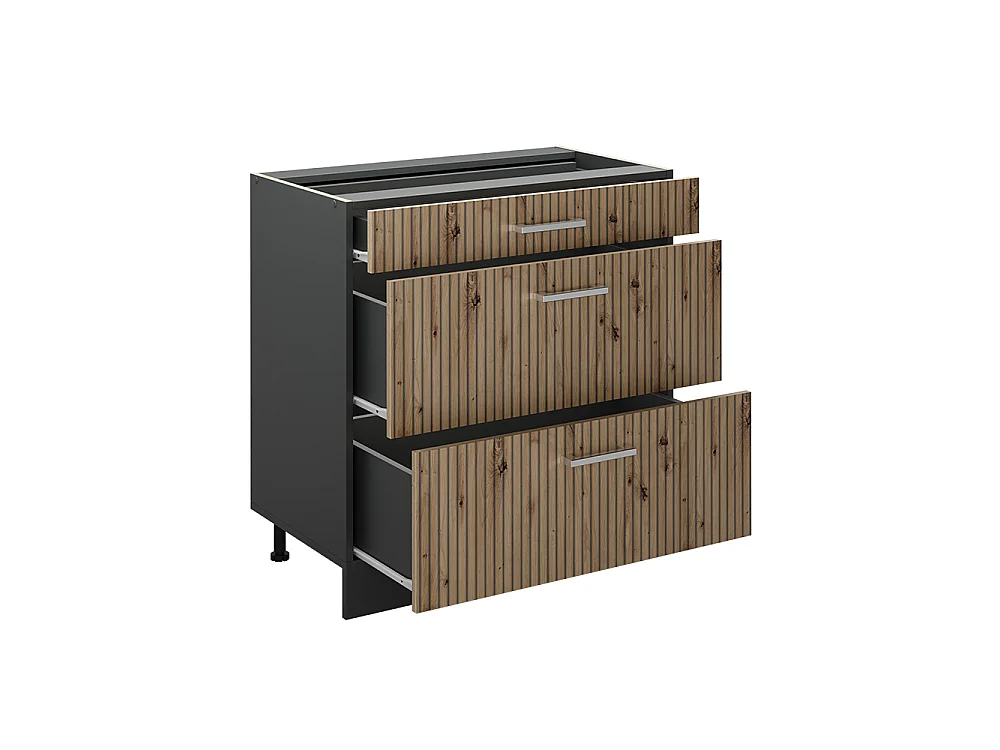 Kitchen base cabinet artisan oak/anthracite 80x60x81.6 r-line
